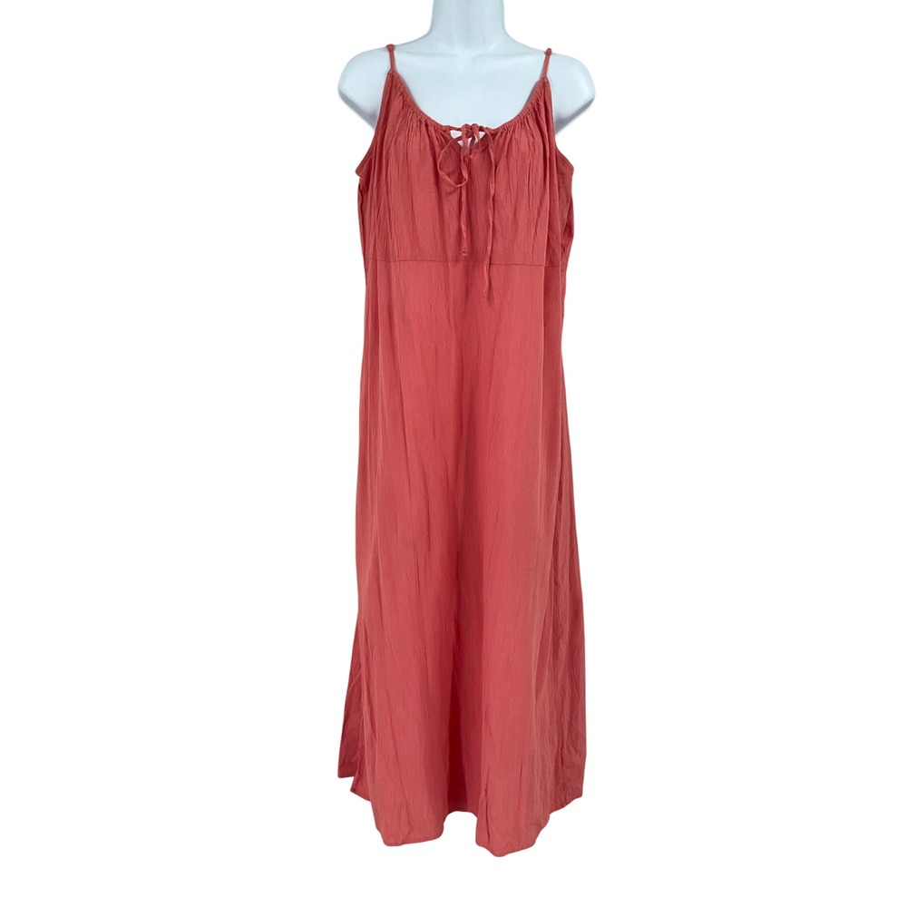 Old Navy Cami Maxi Dress Women L Coral Pink Boho Coastal Cottagecore Gauzy